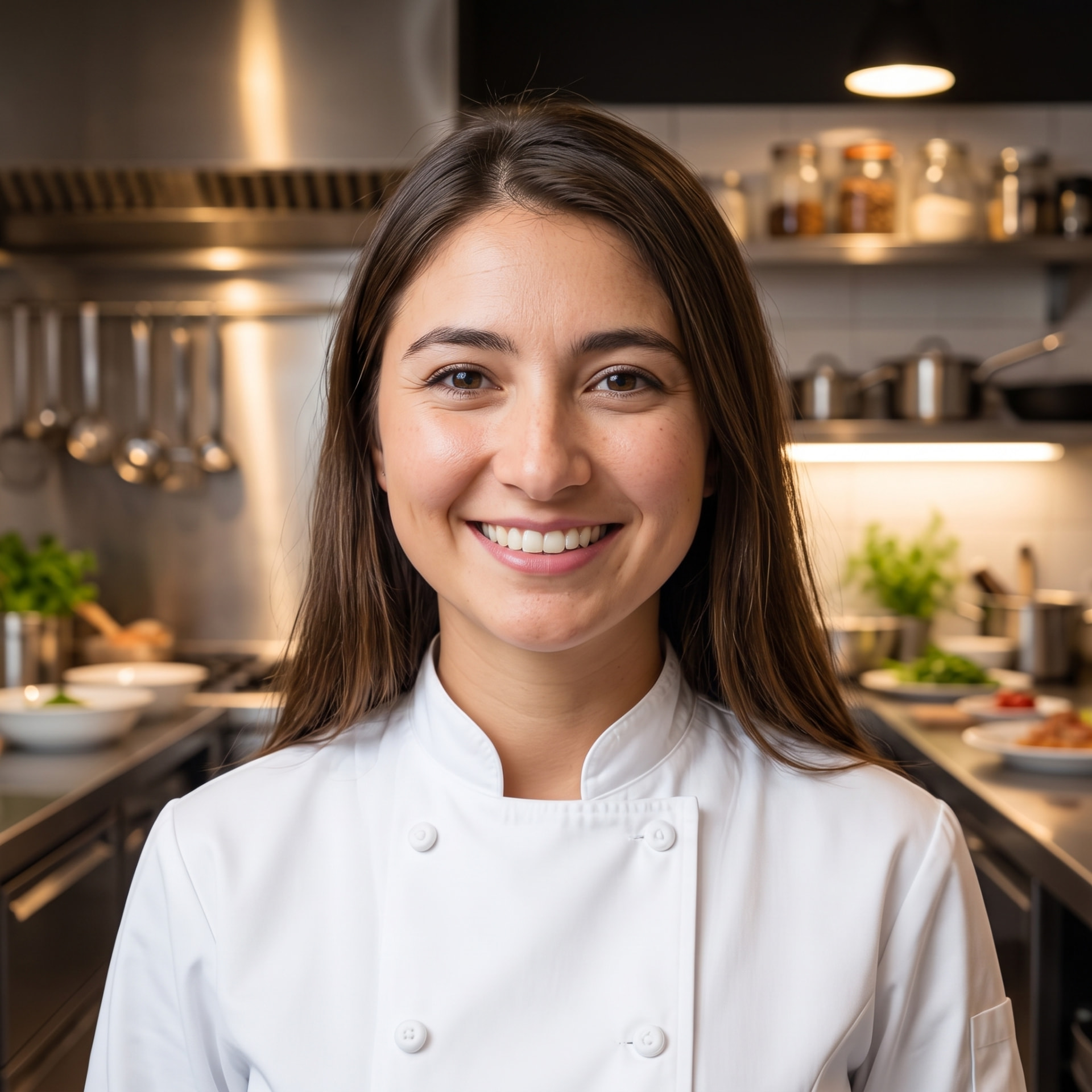 Marcela Padilla, estudiante de pastelería, en la cocina